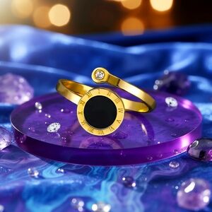 Roman Numerals 18K Gold Plated Adjustable Minimalist Ring with Zircon Accent✨